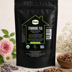 Feminine Tea - Red raspberry leaf, chaste tree berry, lemon verbena, linden flower & leaf, nettle leaf, cinnamon,lemon peel &  stevia leaf